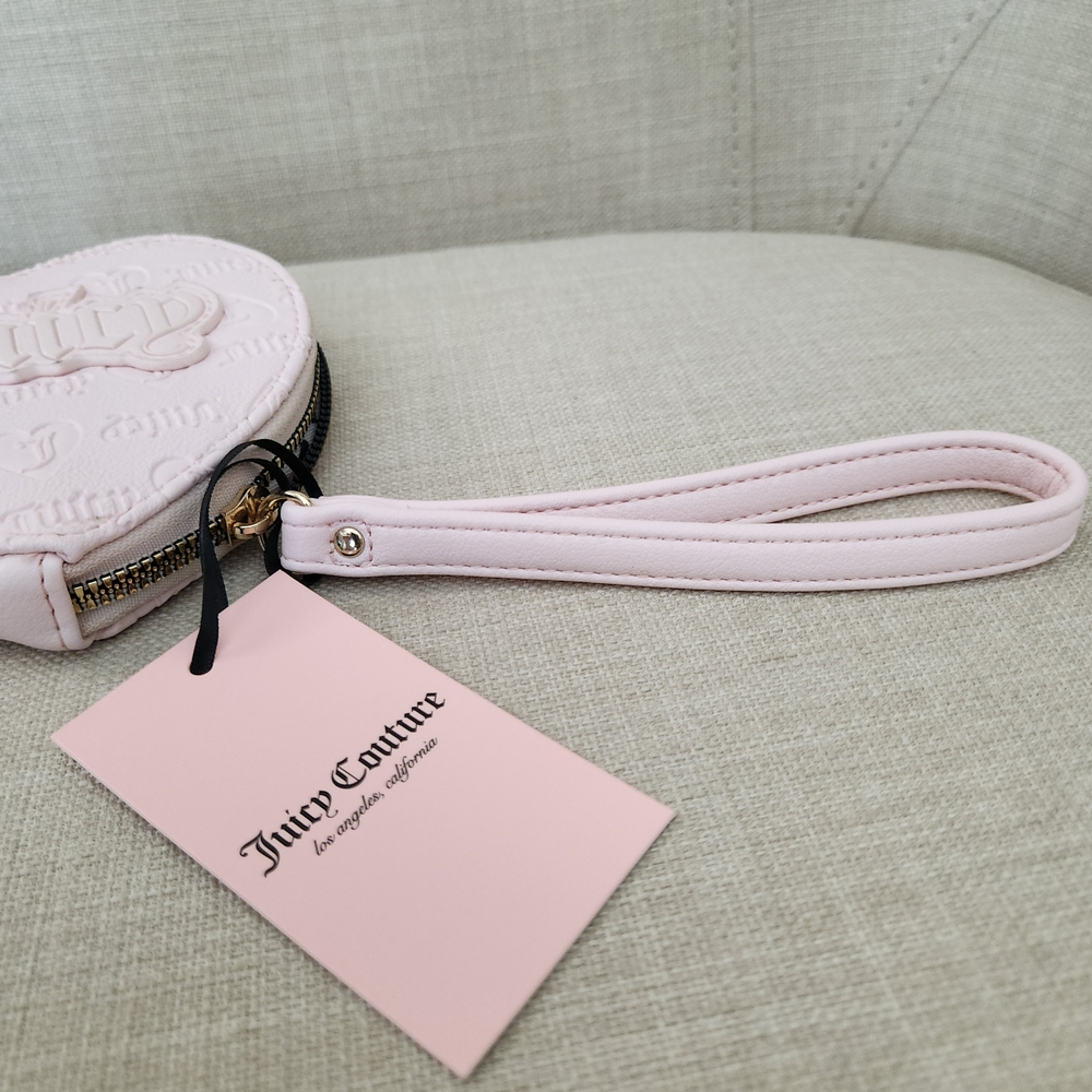NWT Juicy Couture Powder Blush Pink Heart Wristlet - Picture 3 of 9